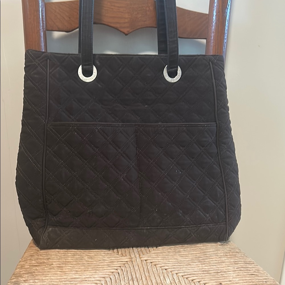 Vera Bradley Brown Quilted Tote Bag with Structured Design
